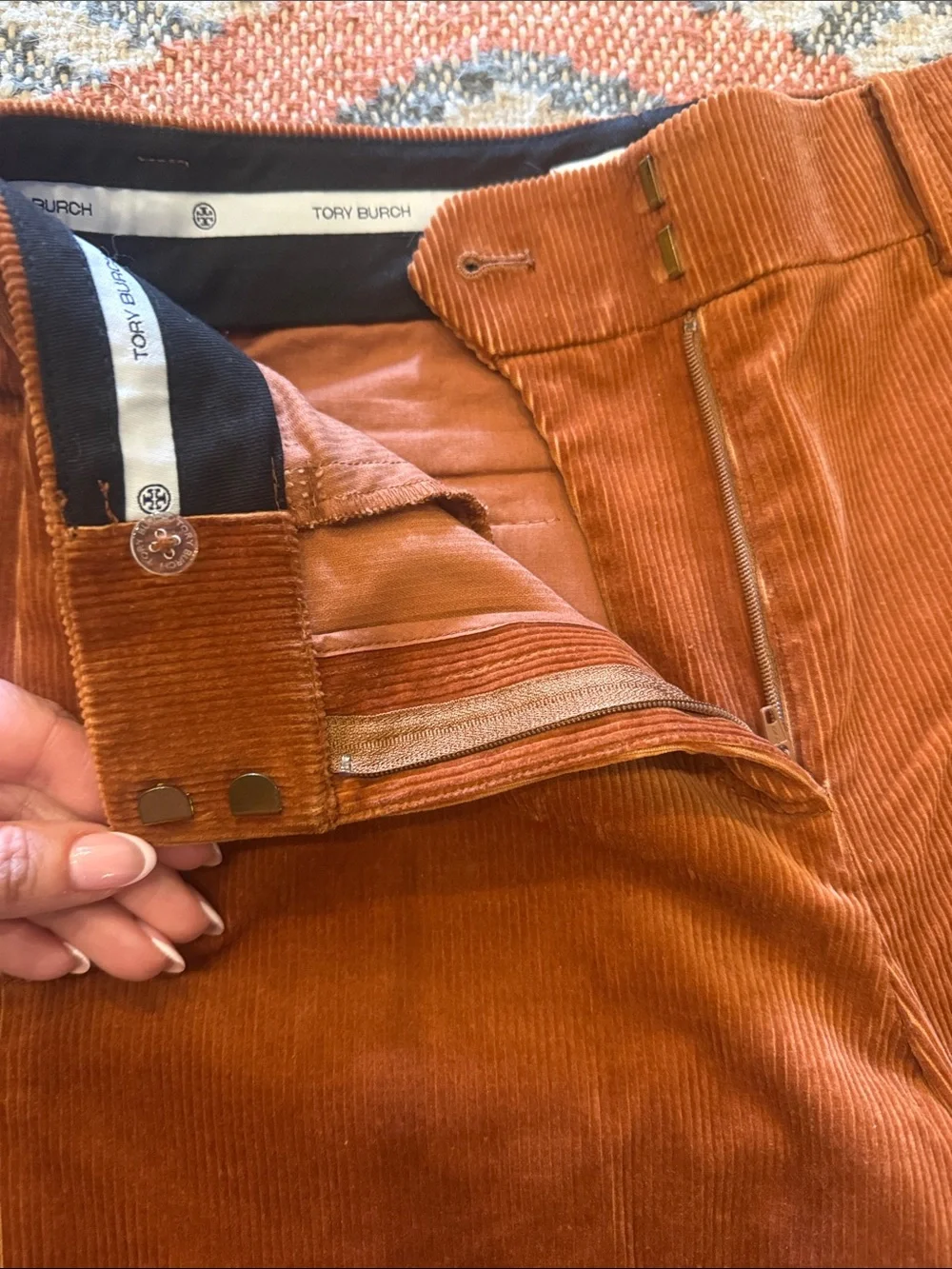 Tory Burch Cognac Corduroy Wide-Leg Pants | Size 25